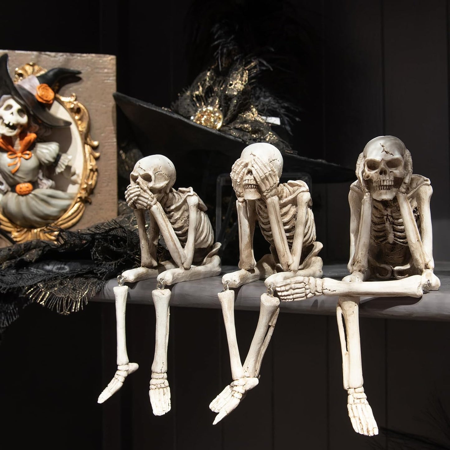 đ„Last 3 hours â 60% offđ„Halloween Decorations, Skeleton Statue Set