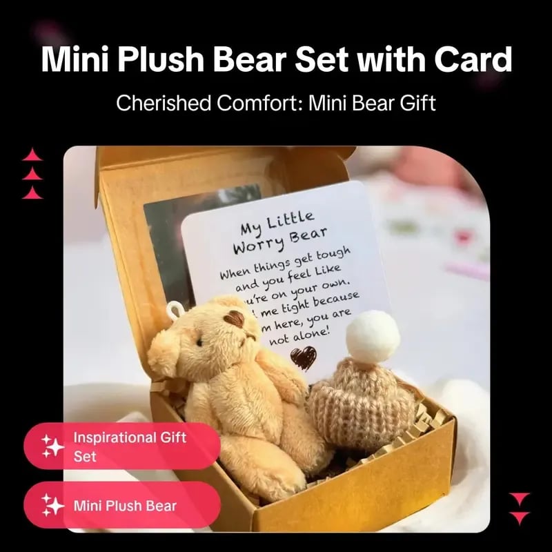 🧸 Knitted Mini Bear Plush Gift Set