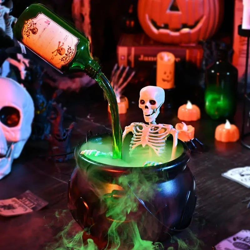 ✨🎃 Indoor Festival Cauldron with Floating Potion Bottles & Fog Maker