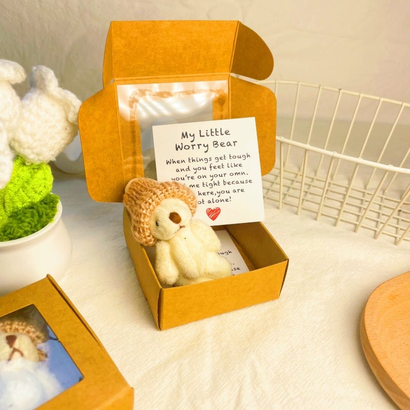 🧸 Knitted Mini Bear Plush Gift Set